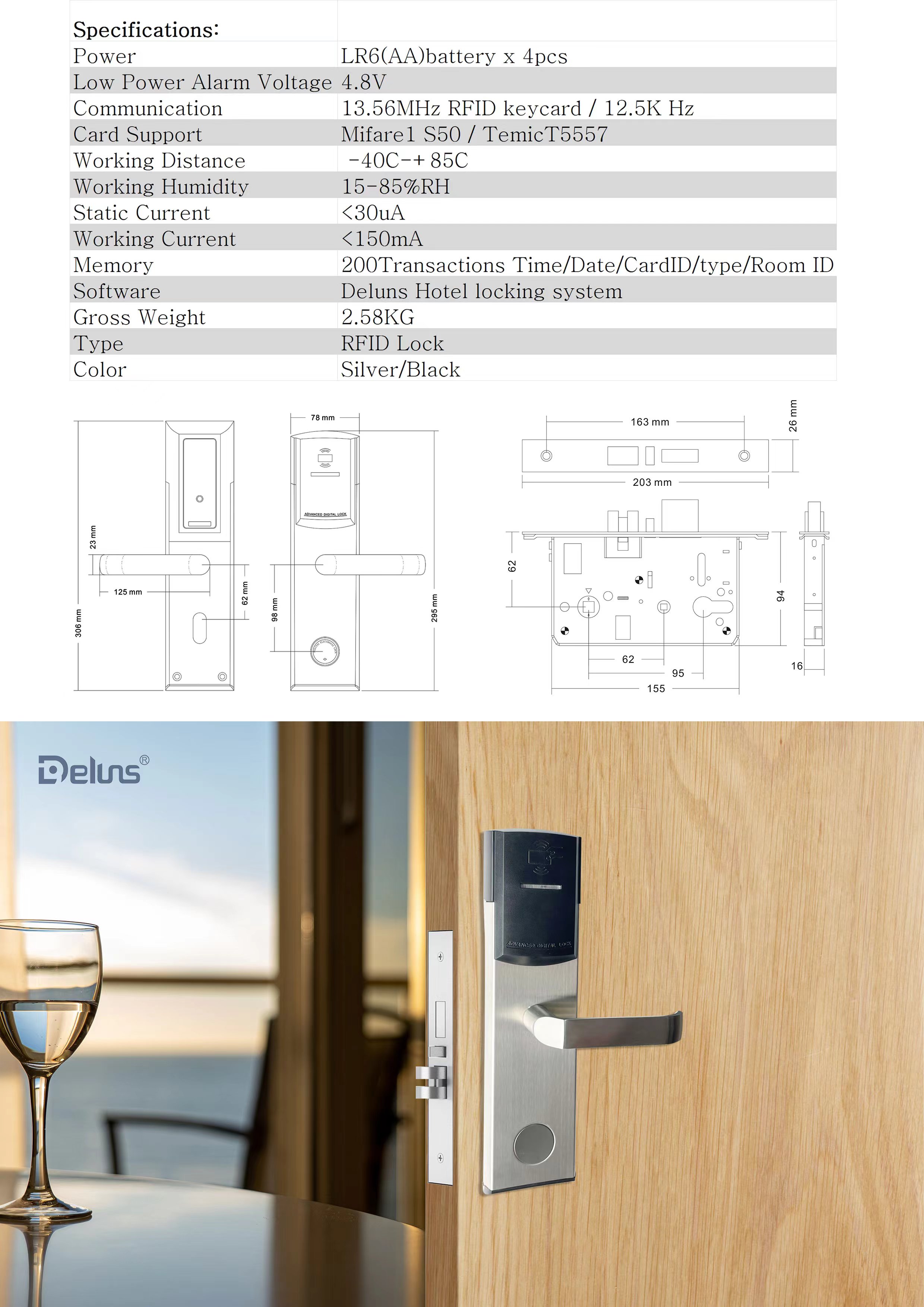 Deluns-D6 Hotel Lock